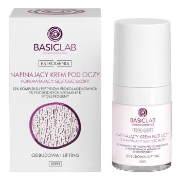 Kremy pod oczy Napinający krem pod oczy poprawiający gęstość skóry, 12% kompleksu peptydów prokolagenowych, 1% pochodnych witaminy K, fitoestrogeny, Odbudowa i Lifting 18 ml
