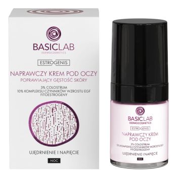 Kremy pod oczy Naprawczy krem pod oczy poprawiający gęstość skóry na noc, 3% colostrum, 10% kompleksu czyników wzrostu EGF, fitoestrogeny, Ujędrnienie i Napięcie 18 ml