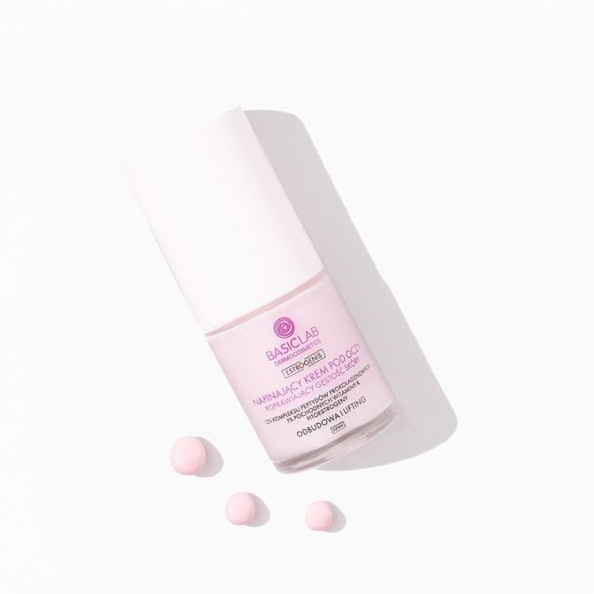 Kremy pod oczy Napinający krem pod oczy poprawiający gęstość skóry, 12% kompleksu peptydów prokolagenowych, 1% pochodnych witaminy K, fitoestrogeny, Odbudowa i Lifting 18 ml