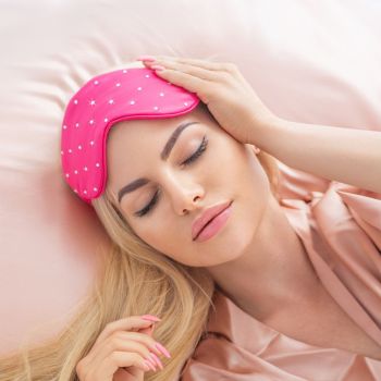 Opaska na oczy do spania Opaska na oczy z jedwabiu z kryształkami – hot pink 