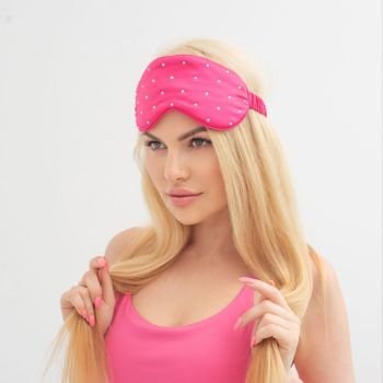 Opaska na oczy do spania Opaska na oczy z jedwabiu z kryształkami – hot pink 