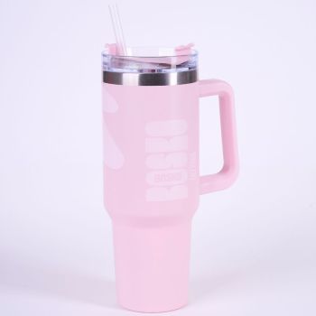 Kubki termiczne Kubek termiczny ze słomką Różowy 890 ml