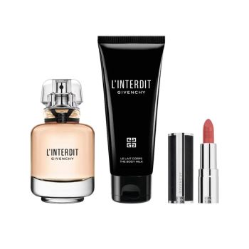 Zestaw prezentowy dla niej L'Interdit Women's Fragrance Set Eau De Parfum & Body Milk & Lipstick Set 