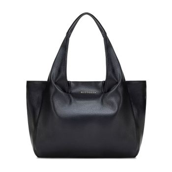 Torby Elegancka damska shopperka z imitacji skóry Czarna Czarny 