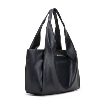 Torby Elegancka damska shopperka z imitacji skóry Czarna Czarny 