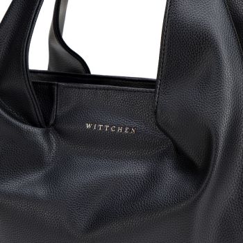 Torby Elegancka damska shopperka z imitacji skóry Czarna Czarny 