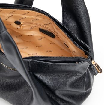 Torby Elegancka damska shopperka z imitacji skóry Czarna Czarny 