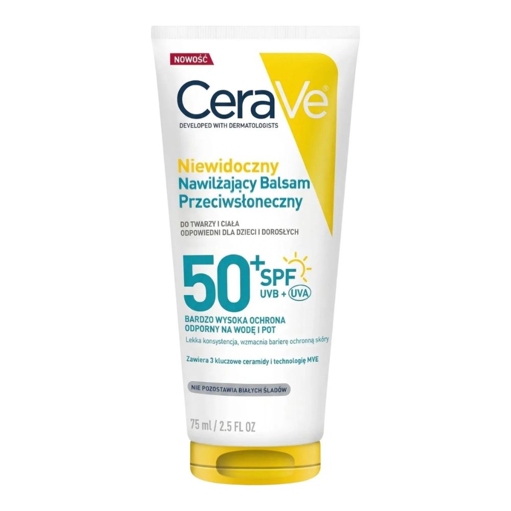 CeraVe Niewidoczny Nawilżający Balsam Przeciwsłoneczny do twarzy i ciała SPF 50+ 75ml