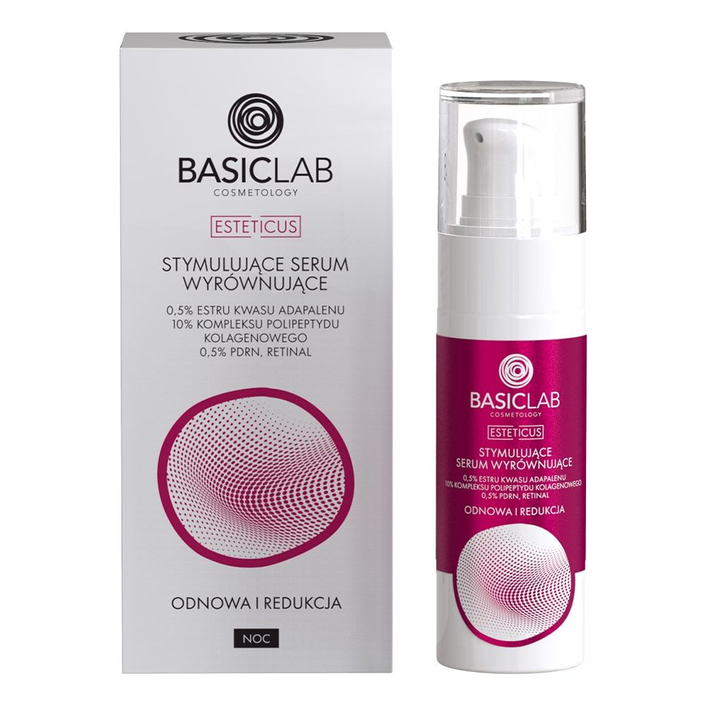 BasicLab Stymulujące serum wyrównujące, 0,5% estru kwasu adapalenu, 10% kompleksu polipeptydu kolagenowego, 0,5% PDRN, retinal, Odnowa i Redukcja — Inhaltsstoffe i ocena