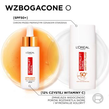 Kremy na dzień Revitalift Clinical Anti-UV Fluid SPF 50+ 50 ml