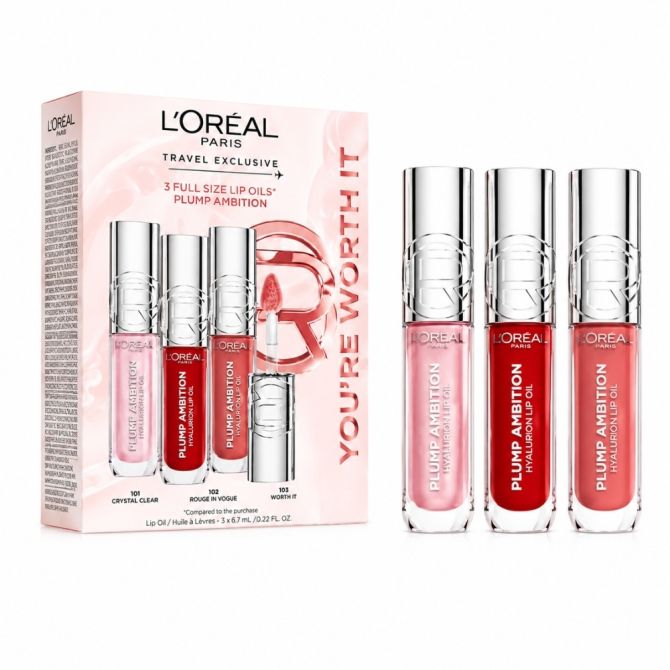 Zestawy do makijażu 3 Full Size Lip Oils Plump Ambition Travel Exclusive Set