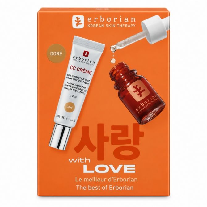 Zestaw do pielęgnacji twarzy dla niej With Love CC Crème Dore & Skin Therapy Light Serum Set