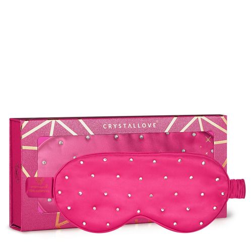 Opaska na oczy do spania Opaska na oczy z jedwabiu z kryształkami – hot pink