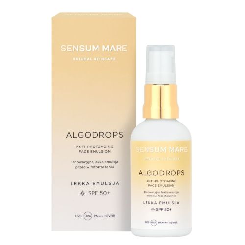 Ochrona SPF ALGODROPS Innowacyjna lekka emulsja ochronna przeciw fotostarzeniu SPF 50 UVB UVA PA++++ HEV/IR 50 ml