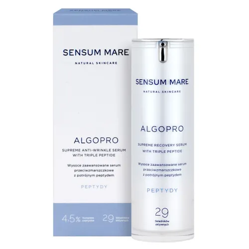 Serum do twarzy ALGOPRO Wysoce zaawansowane serum przeciwzmarszczkowe z potrójnym peptydem 4,5% - 34 składniki aktywne 30 ml