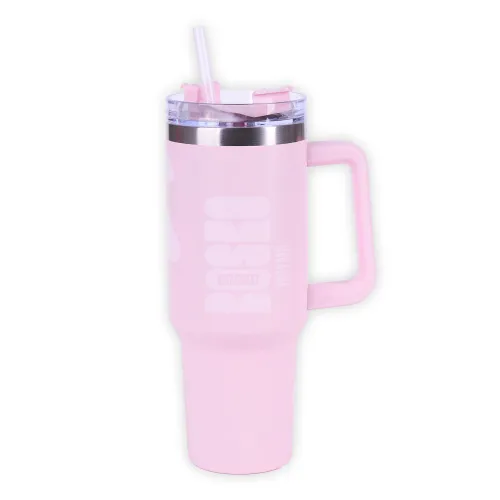 Kubki termiczne Kubek termiczny ze słomką Różowy 890 ml