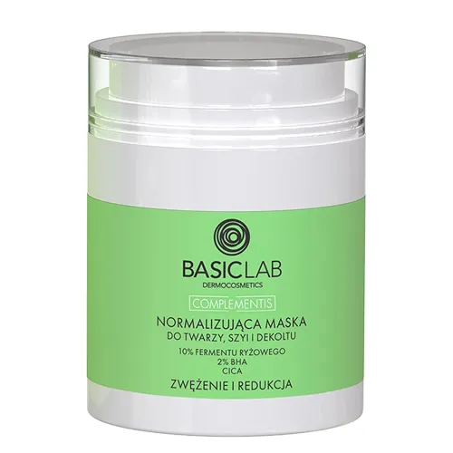Maseczki w kremie Normalizująca maska do twarzy, szyi i dekoltu, 10% Fermentu ryżowego, 2% BHA, CICA, Zwężenie i Redukcja 50 ml