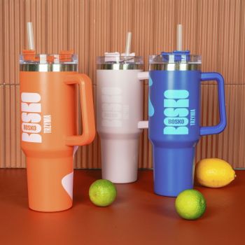Kubki termiczne Kubek termiczny ze słomką Różowy 890 ml