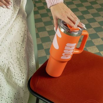 Kubki termiczne Kubek termiczny ze słomką Pomarańczowy 890 ml