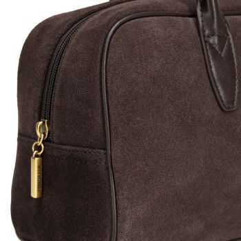 TRAVEL Torebka bagietka ze skóry i zamszu Ciemny brąz Ciemny Brąz