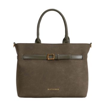 TRAVEL Shopperka damska z ozdobnym paskiem Khaki Khaki