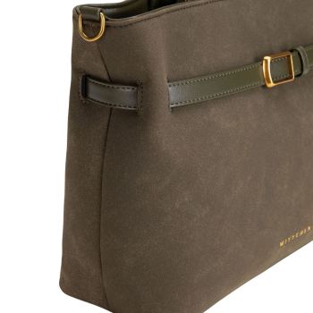 TRAVEL Shopperka damska z ozdobnym paskiem Khaki Khaki