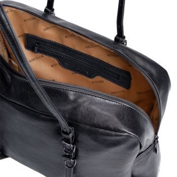 TRAVEL Duża shopperka damska z ozdobną zawieszką Czarna Czarny 