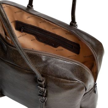 TRAVEL Duża shopperka damska z ozdobną zawieszką Ciemny brąz Ciemny Brąz