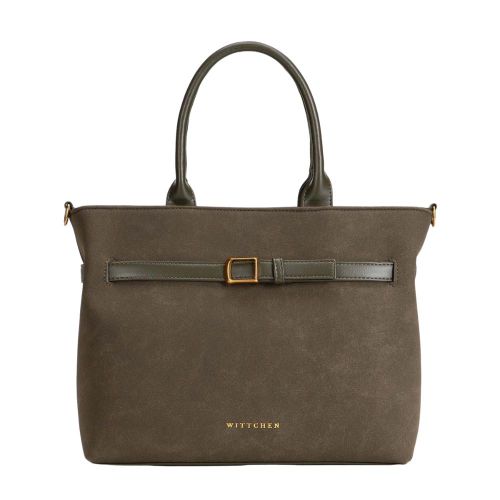 TRAVEL Shopperka damska z ozdobnym paskiem Khaki Khaki