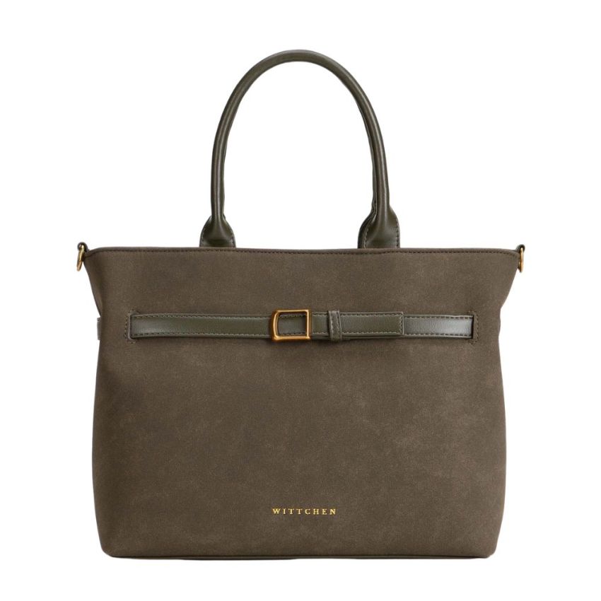 TRAVEL Shopperka damska z ozdobnym paskiem Khaki Khaki | Aelia Duty Free TRAVEL Shopperka damska z ozdobnym paskiem Khaki Khaki
